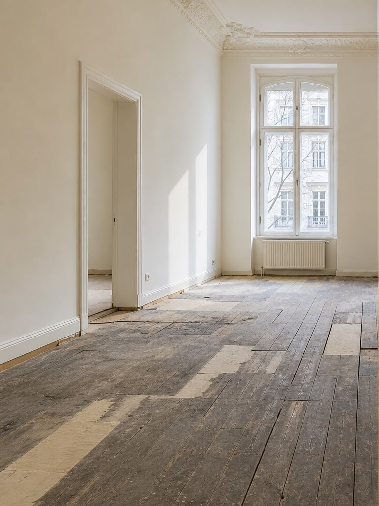Vorher: KI-Beispiel für Bodenlegearbeiten vor der Ausführung
